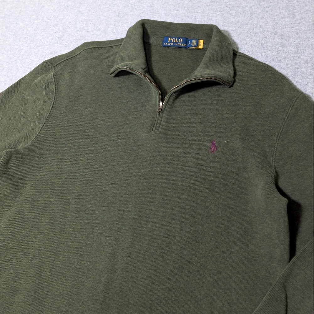 Polo Ralph Lauren 1/4 Zip Sweater Mens Small Mock Neck Pullover Green